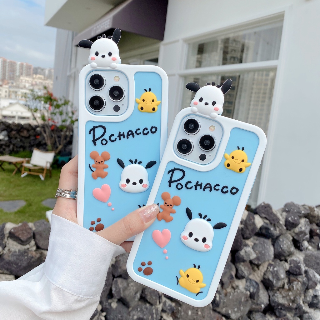 Ốp Điện Thoại Tpu Dẻo Họa Tiết Hoạt Hình Chú Chó Tai To 3D Dễ Thương Cho iPhone 14 13 12 11 Pro Max Plus