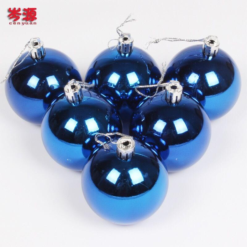 Set 6 châu bóng noel 8cm, set châu trang trí cây thông giáng sinh màu xanh dương