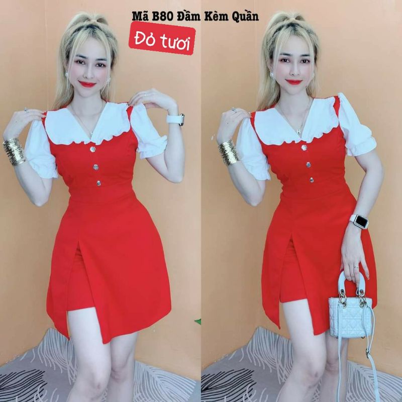 ĐẦM KÈM QUẦN ĐÙI PHỐI HAI MÀU-MẶC TÔN DÁNG.TAK09