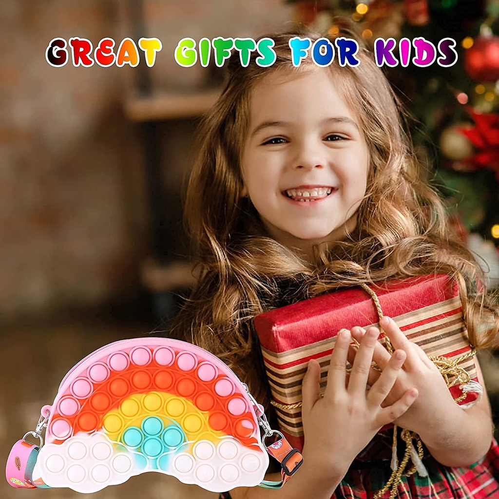 Túi Đeo Chéo Vai Hình Đám Mây Cầu Vồng Đồ Chơi Giảm Căng Thẳng Cho Bé Gái