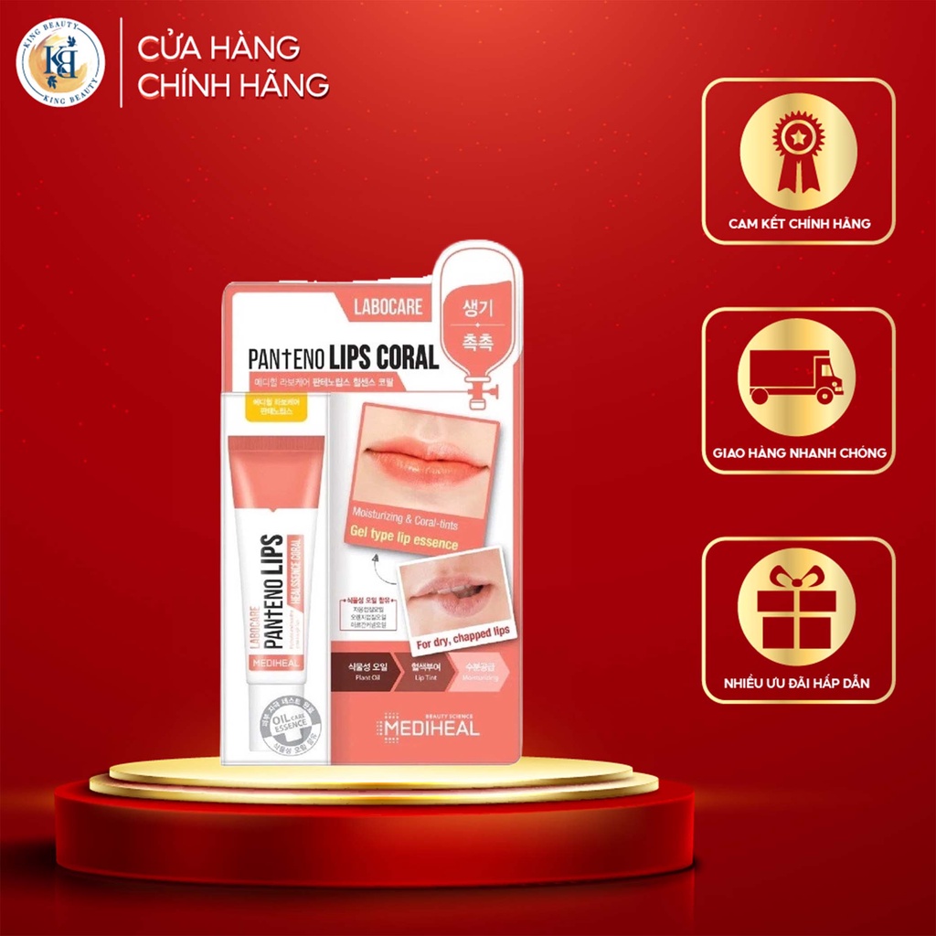 Son dưỡng môi ban đêm cho môi khô và thâm Mediheal Labocare Pantenolips Healssence Coral 10ml (Cam)