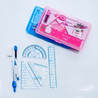 Bộ Compa 7 món (compa, ống chì kim, gôm, 4 thước)
