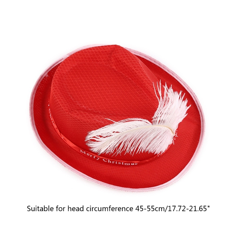Mũ Cao Bồi Bằng Vải Nỉ Màu Sắc Đỏ Phong Cách Giáng Sinh Dành Cho Nữ