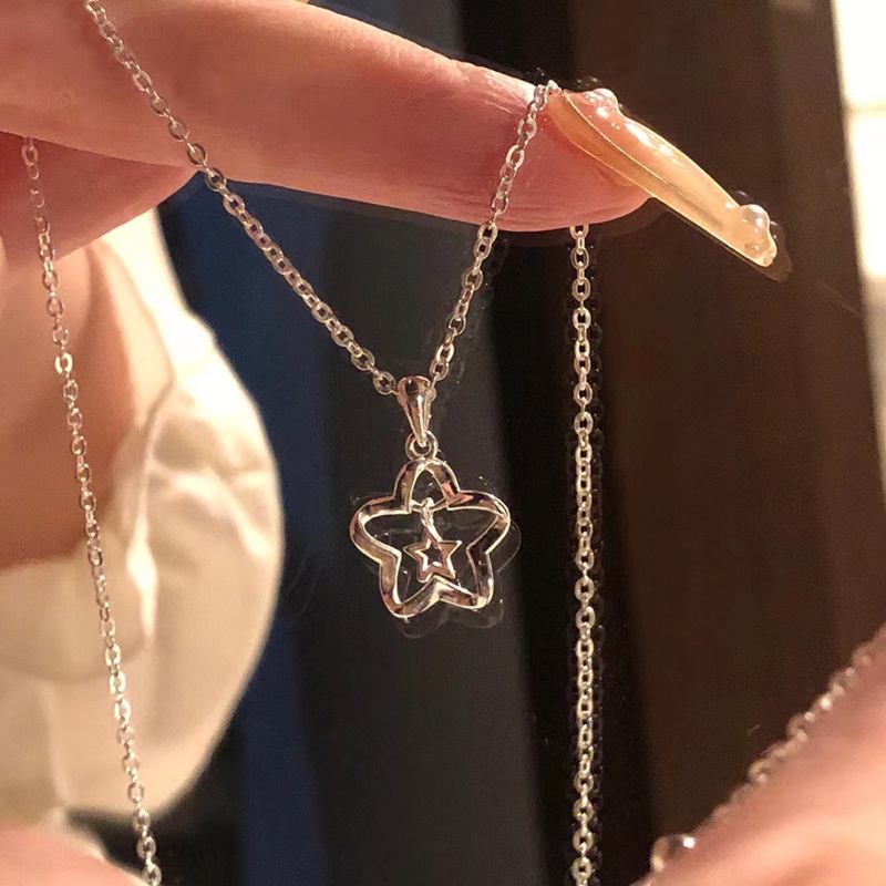 Vòng cổ Bằng Thép Titan Mặt Hình Ngôi Sao Nhỏ Sang Trọng Thiết Kế Đơn Giản Dành Cho Nữ