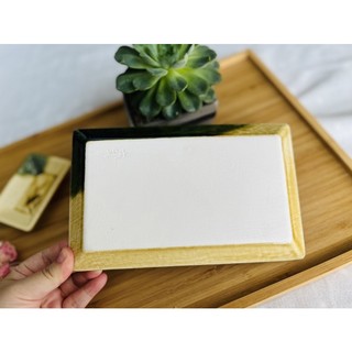 sét khay chữ nhật và dĩa chấm -gốm nhật