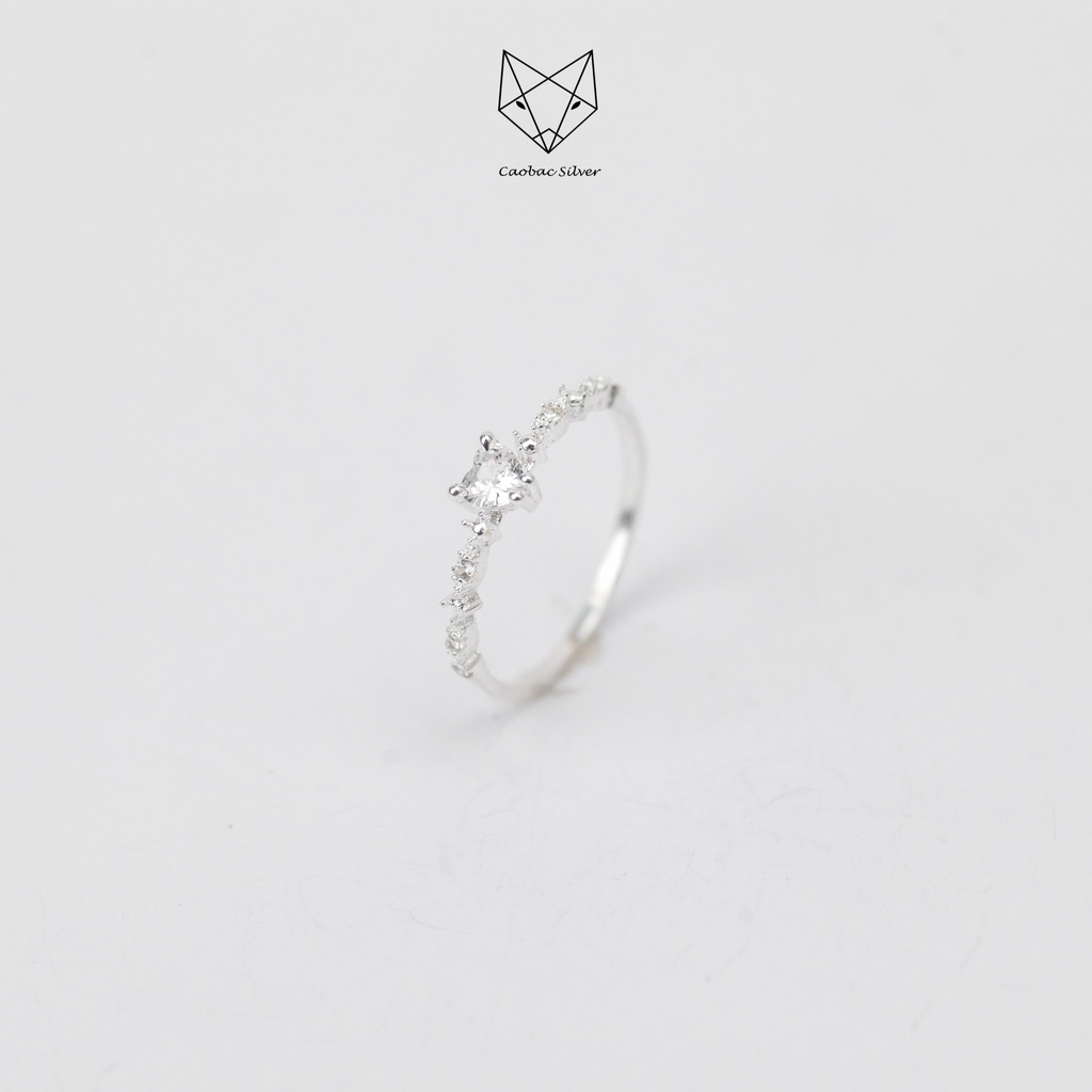 Nhẫn Bạc Ta Cao Cấp CaoBac Silver Thiết Kế Mặt Tim Đính Đá Tính Tế , Lấp Lánh, Mới Lạ Dành Tặng Riêng Cho Bạn Gái