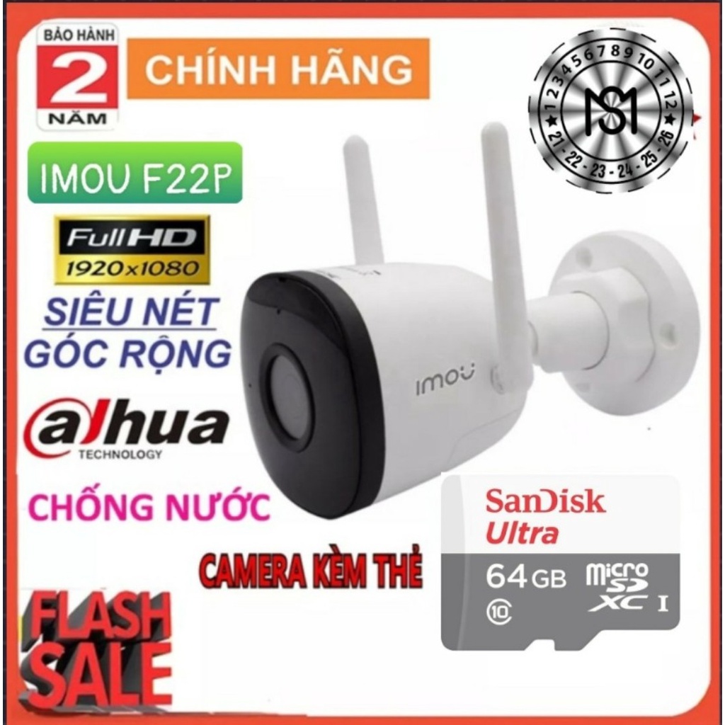 Camera IP Giám Sát IMOU F22P 2.0MP, ngoài trời chống nước. chính hãng