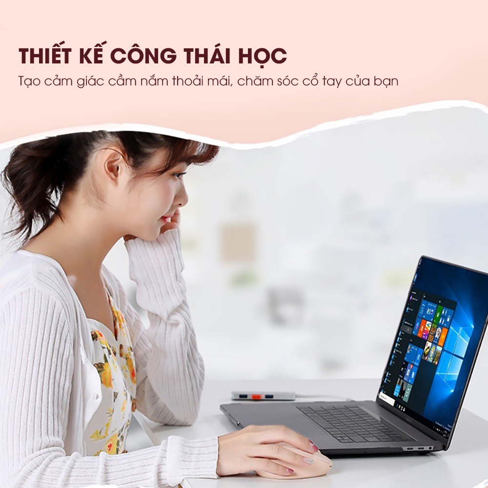 Chuột máy tính không dây SIDOTECH M8 cute màu hồng tự sạc pin dòng silent click chống ồn cho máy tính laptop masbook