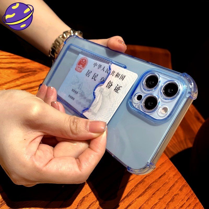 Ốp Điện Thoại TPU Mềm Trong Suốt Chống Rơi Có Ngăn Đựng Thẻ Cho iPhone 14 13 12 11 Pro X XS Max XR 7 8 Plus