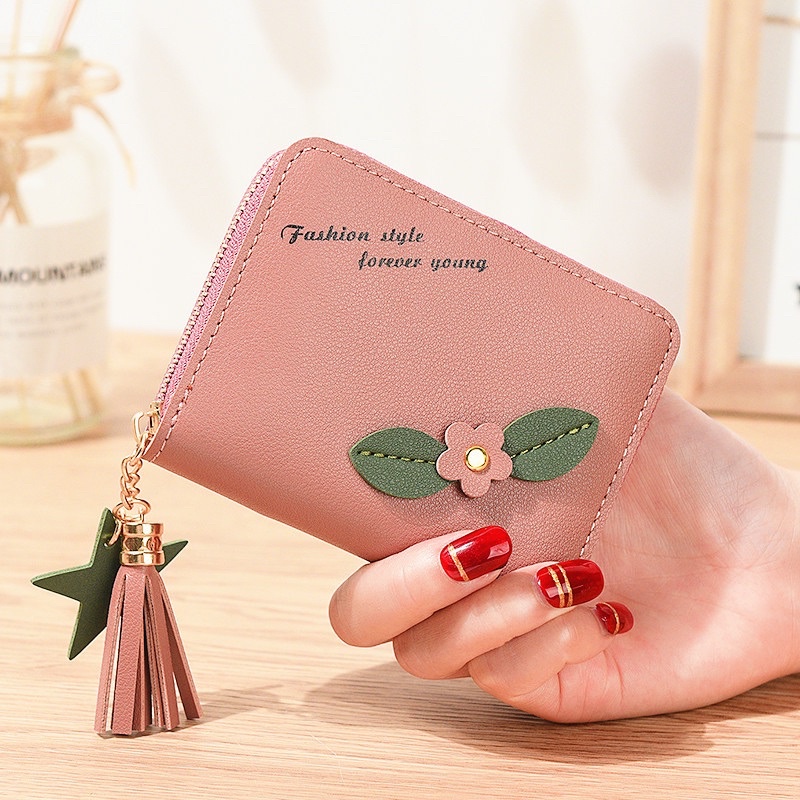 Ví mini bỏ túi nhỏ gọn thêu hình hoa xinh xắn dễ thương giá rẻ