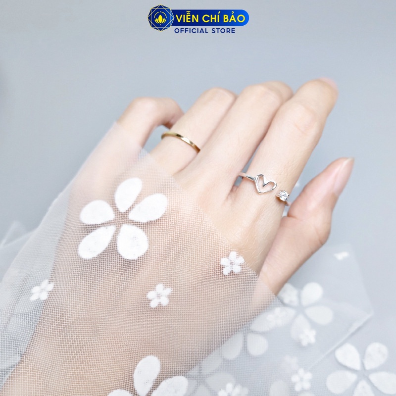 Nhẫn bạc nữ trái tim đá trắng hở chất liệu bạc 925 thời trang phụ kiện trang sức nữ Viễn Chí Bảo N400187
