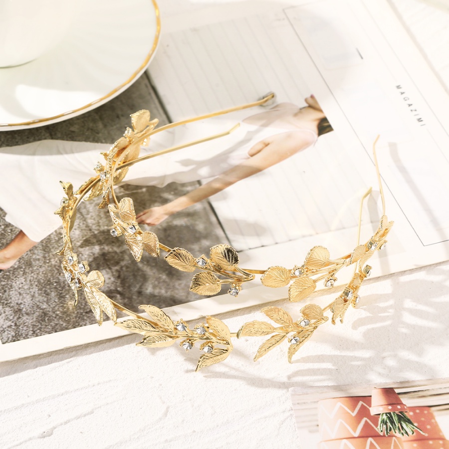 Băng Đô Cài Tóc Hình Lá Bằng Hợp Kim Có Đính Đá