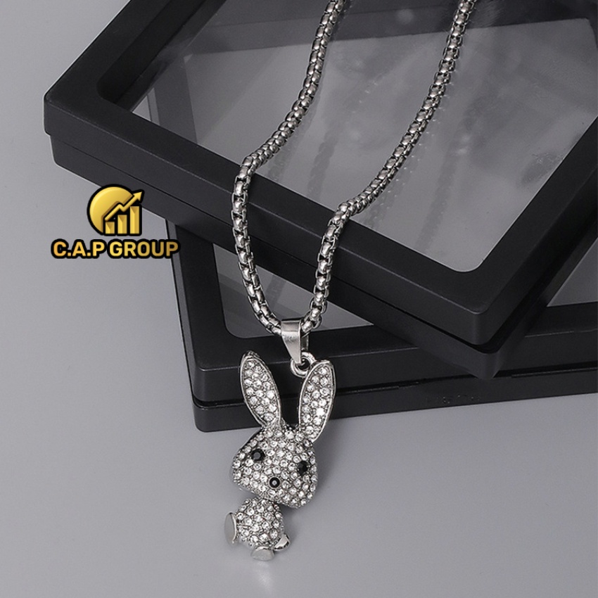 Dây chuyền nữ cá tính không gỉ vòng cổ đính đá Zircon lấp lánh hình Thỏ