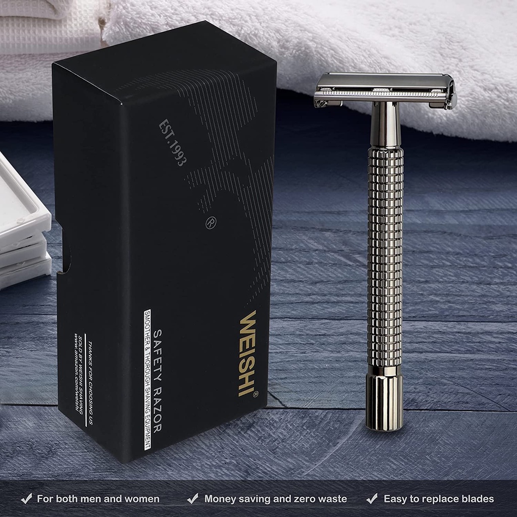 Bàn Cạo Râu Weishi Dạng Bướm Mẫu Mới Nhất Razor Double Edge Nostalgic Long Handle Butterfly Open Razor