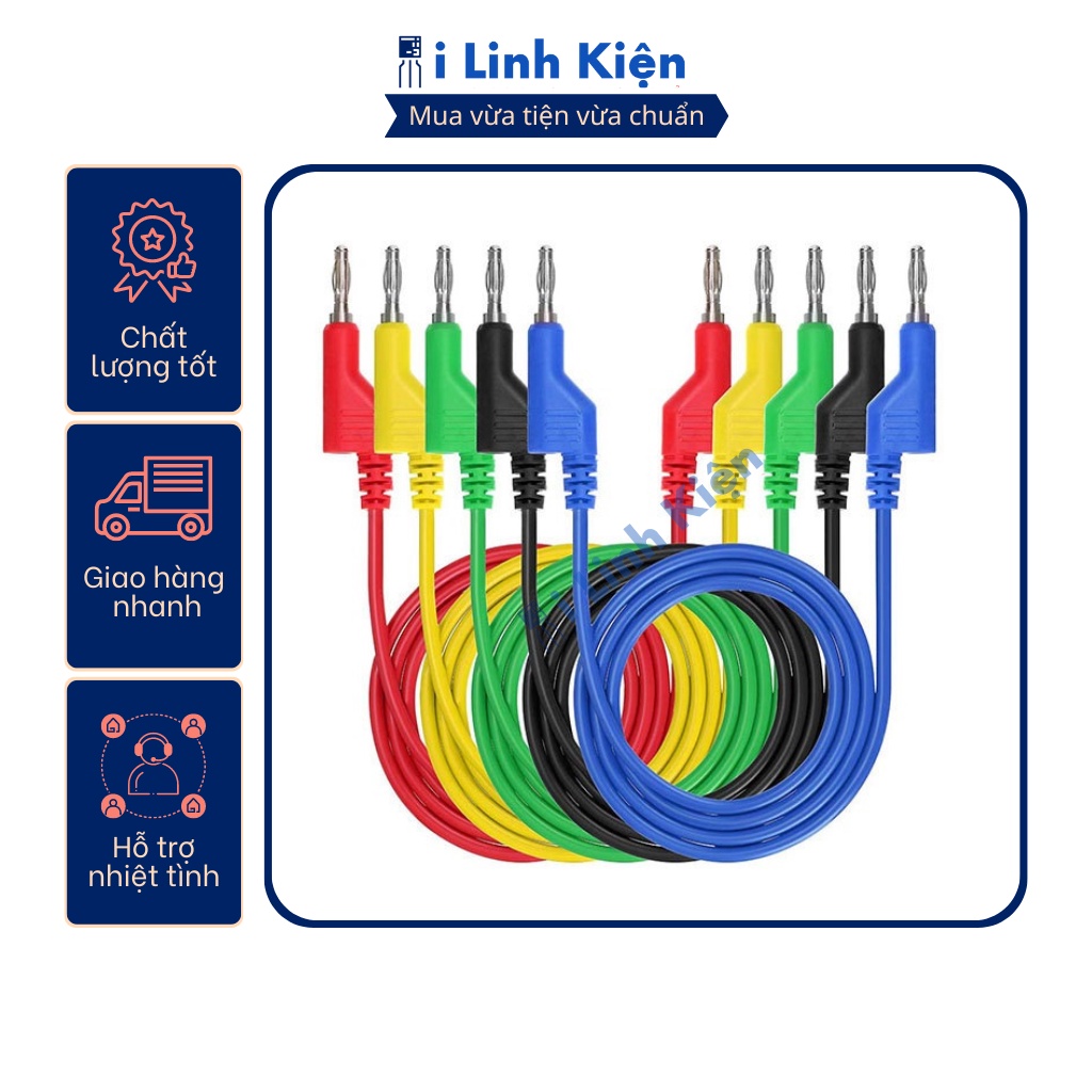 Dây bắp chuối 2 đầu 4mm dài 1 mét chất liệu silicon mềm dẻo.