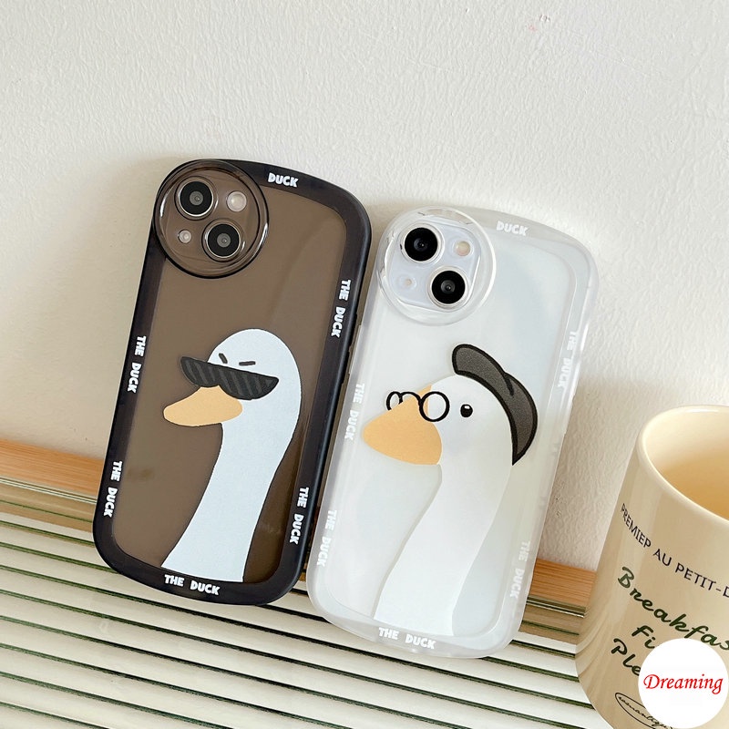 Ốp lưng điện thoại cho VIVO Y02S Y22 Y22S Y35 Y77 Y55 Y75 T1 Y33S Y21S Y21 Y53S Y51 Y51A Y31 Y30 Y50 Y20 Y12S Y20s G Y16 Y15S Y15A 4G 5G Vỏ mắt lớn mờ Motif The Duck với kính