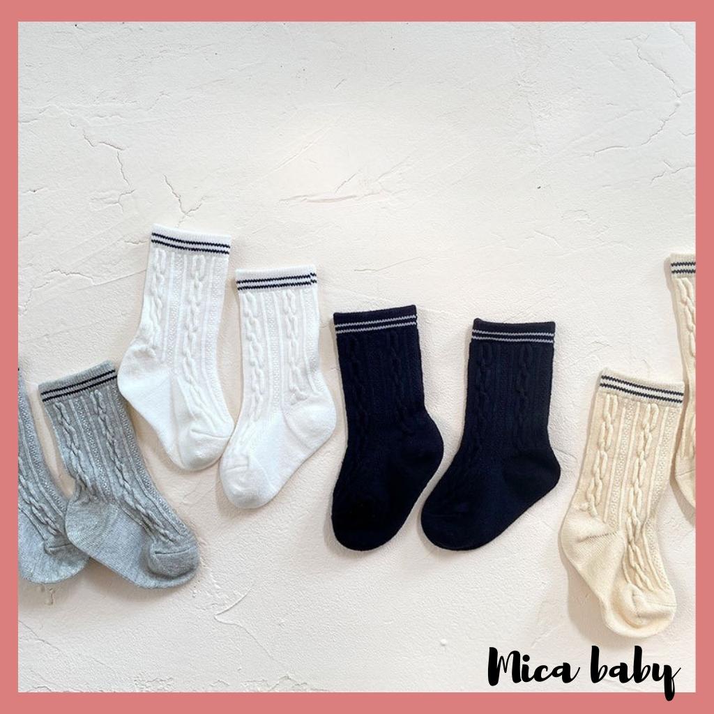 Tất vớ cao cổ chất len dập hình nổi phong cách Hàn Quốc đáng yêu cho bé T40 Mica baby