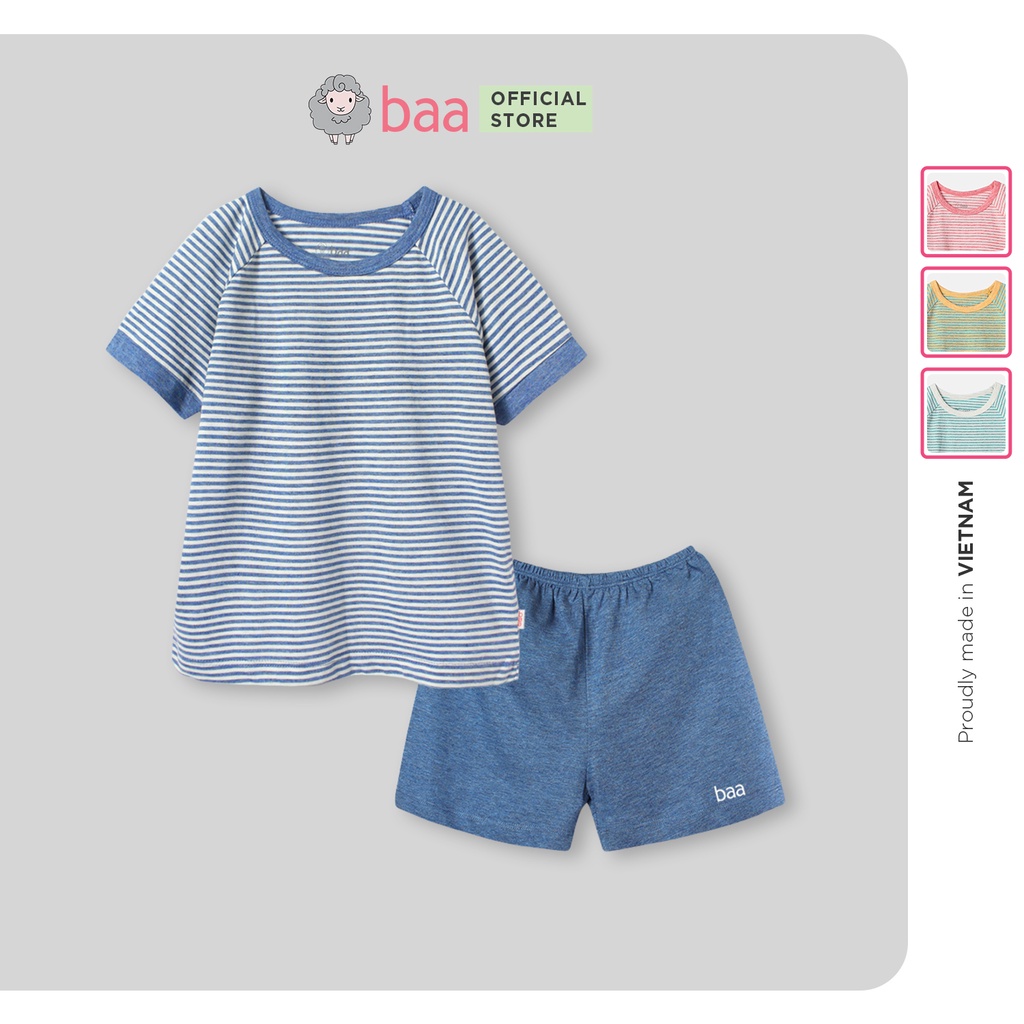 Set đồ bộ cao cấp cho bé, đồ bộ tay raglan bộ ngủ bé trai bé gái từ 1 tuổi - 7 tuổi Baa Baby - UT-DB04N-02