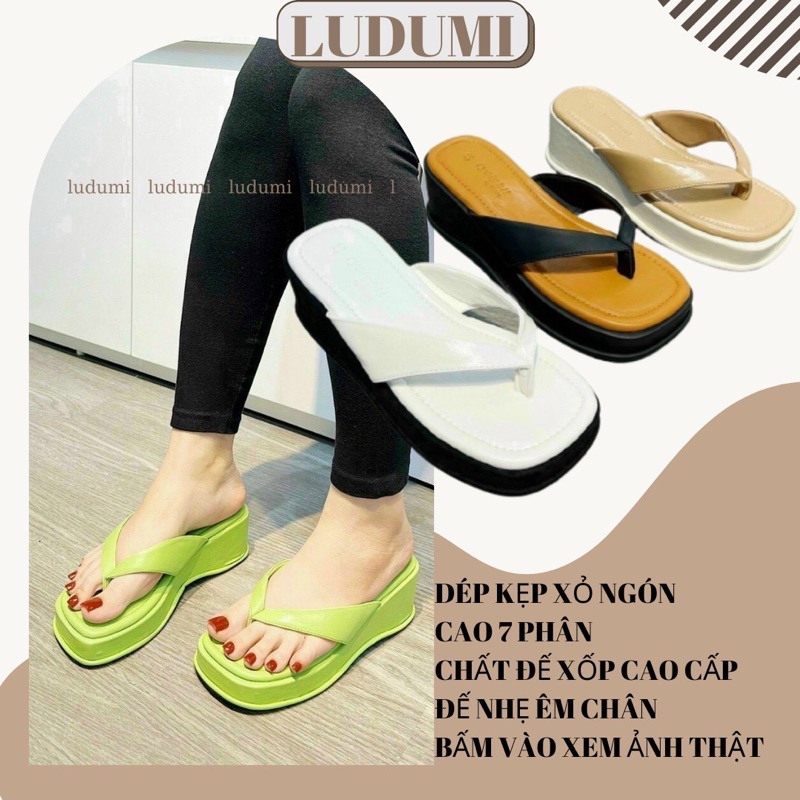 (MUA 1 TẶNG 1 )Dép xuồng xỏ ngón cao 7 phân - dây kẹp mềm không đau chân ( LUDUMI )