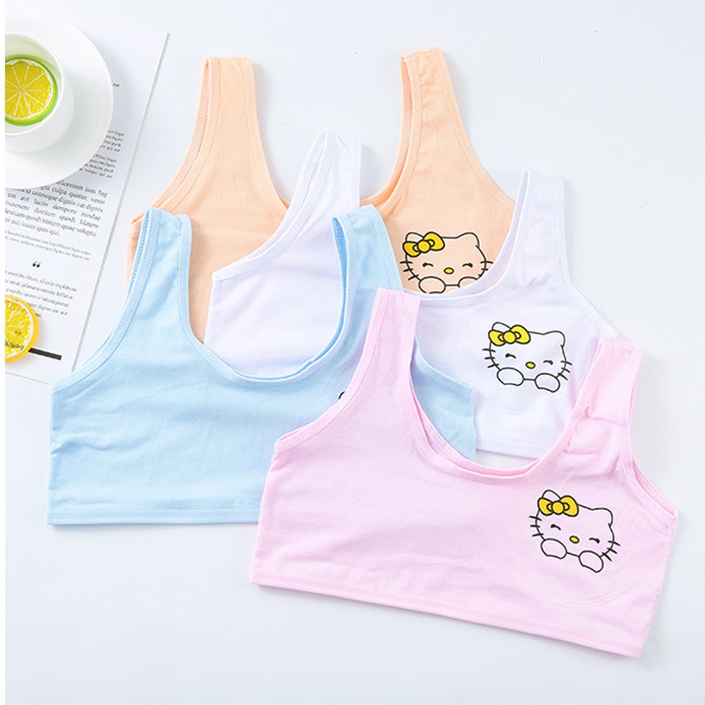 ZiMO  NEW Floral Girl Cute Cotton Bra Teen Girl Bra Training Bra with Chest Pad Row Hook Underwear
