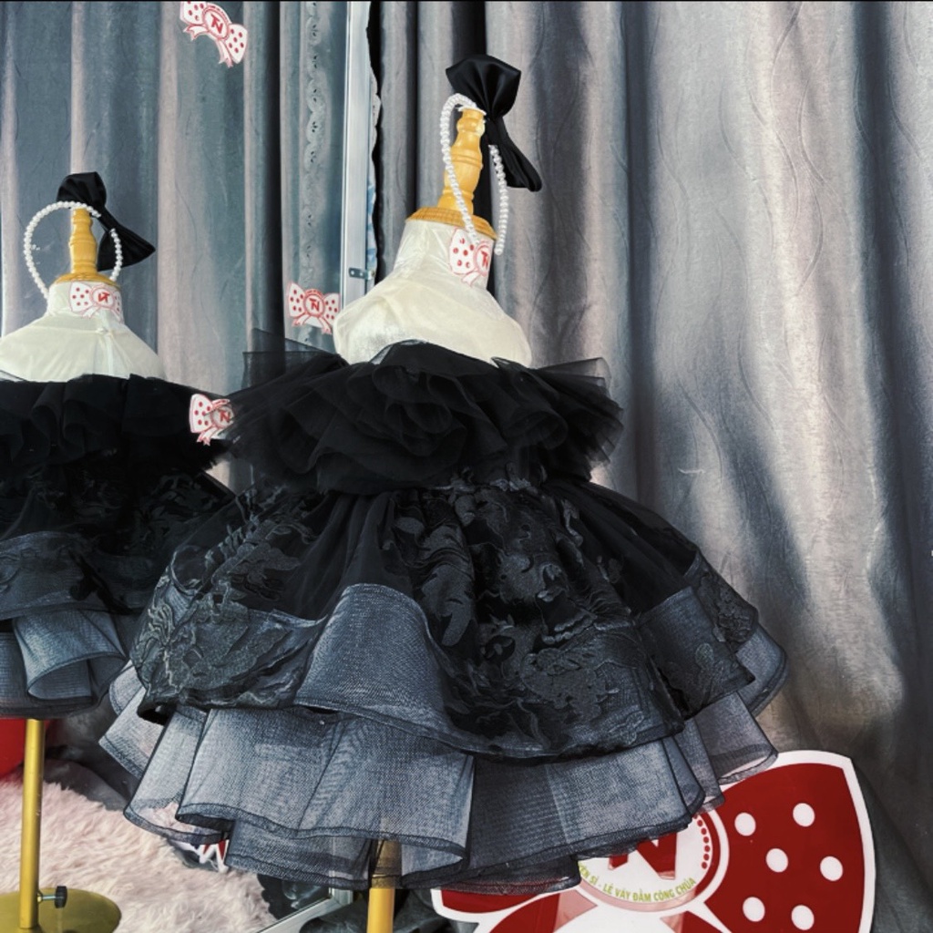 Váy Công Chúa Đen Quý Phái Mặc Sinh Nhật, Dự Tiệc hàng Thiết Kế Cao Cấp - Váy Bé Gái Thanh Nhi Fashion TN171122