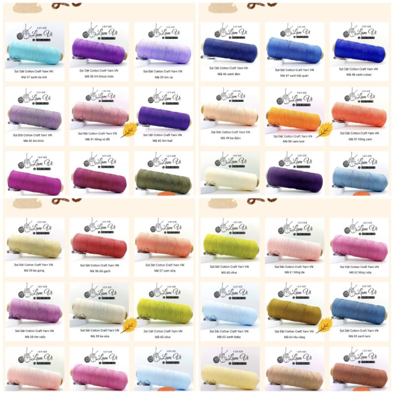 🌱 Sợi Dệt Cotton Craft Yarn Trơn Màu 51-68