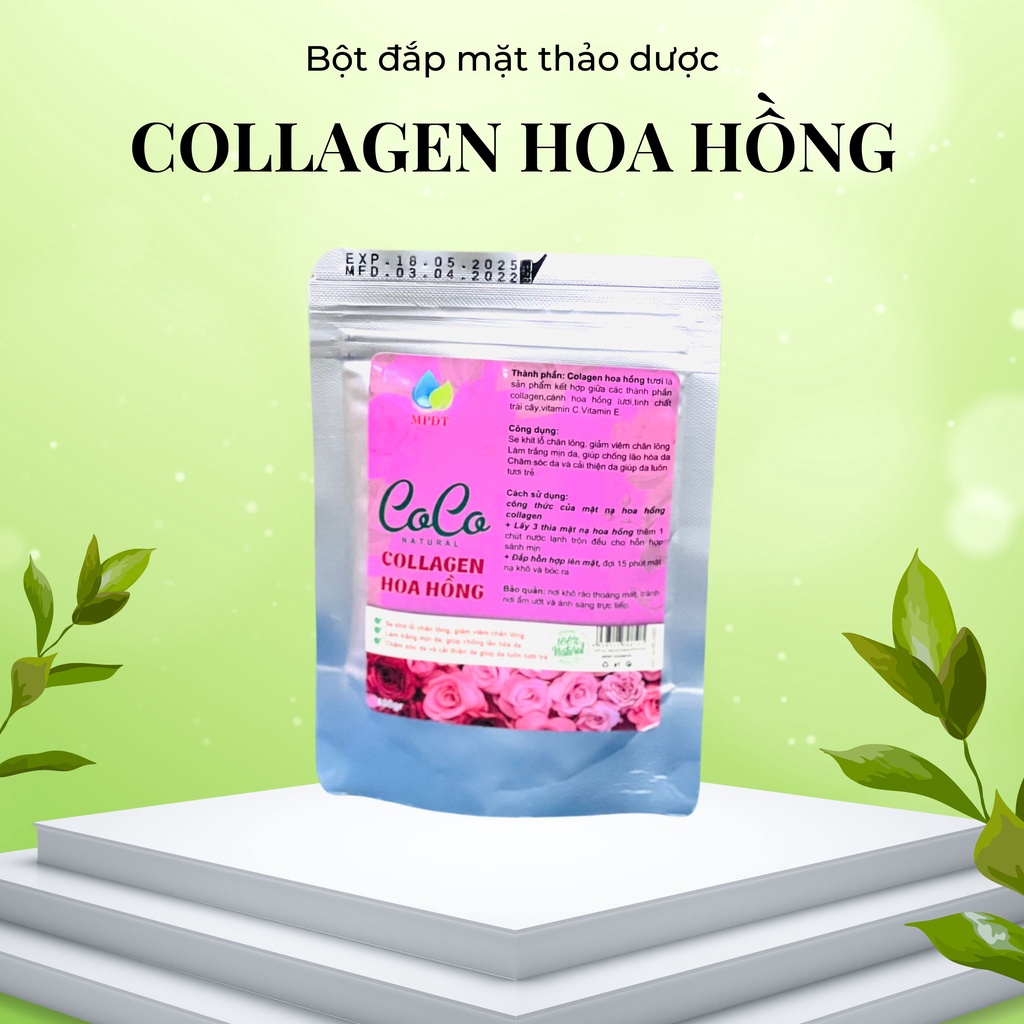 500gr Bột Đắp Mặt Nạ Collagen Tươi Hoa Hồng - Bột Đắp Mặt Nạ Collagen Cánh Hoa Hồng bổ sung collagen giảm lão hóa da