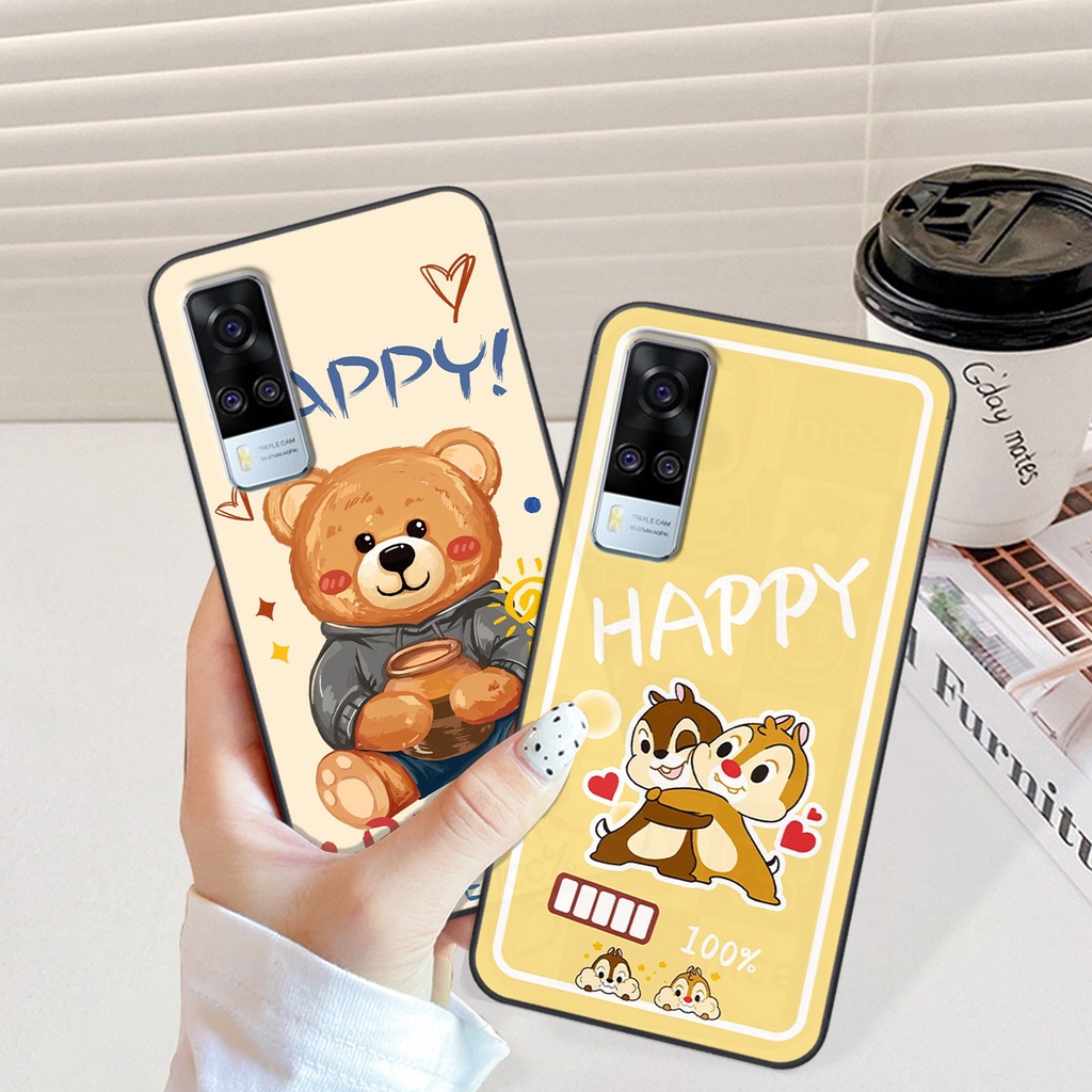 Ốp Vivo Y51 2020 in hình gấu vịt caro nhiều màu sắc ngộ nghĩnh dễ thương