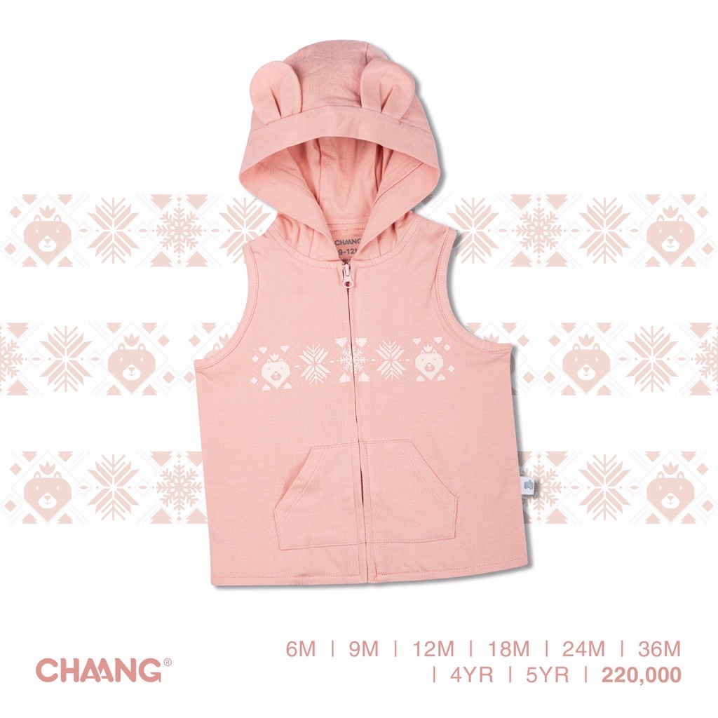 Áo Gile Thu Đông Bé Trai, Bé Gái, Ghile Có Mũ Tai Gấu Snow Hồng, Snow Xanh CHAANG 3M-24M