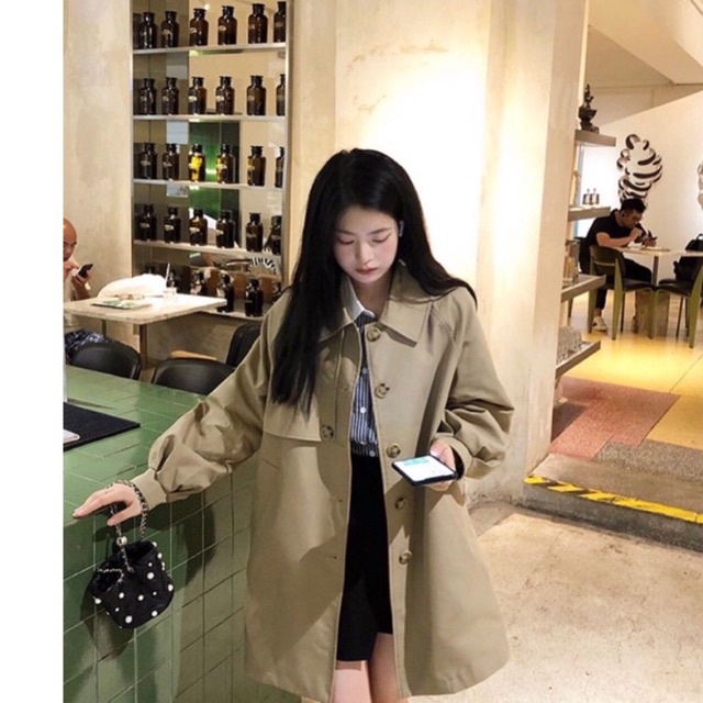 🍊ẢNH THẬT🍊 Áo khoác mangto kaki màu caffe sữa siêu Tây 🍒CÓ SẴN🍒