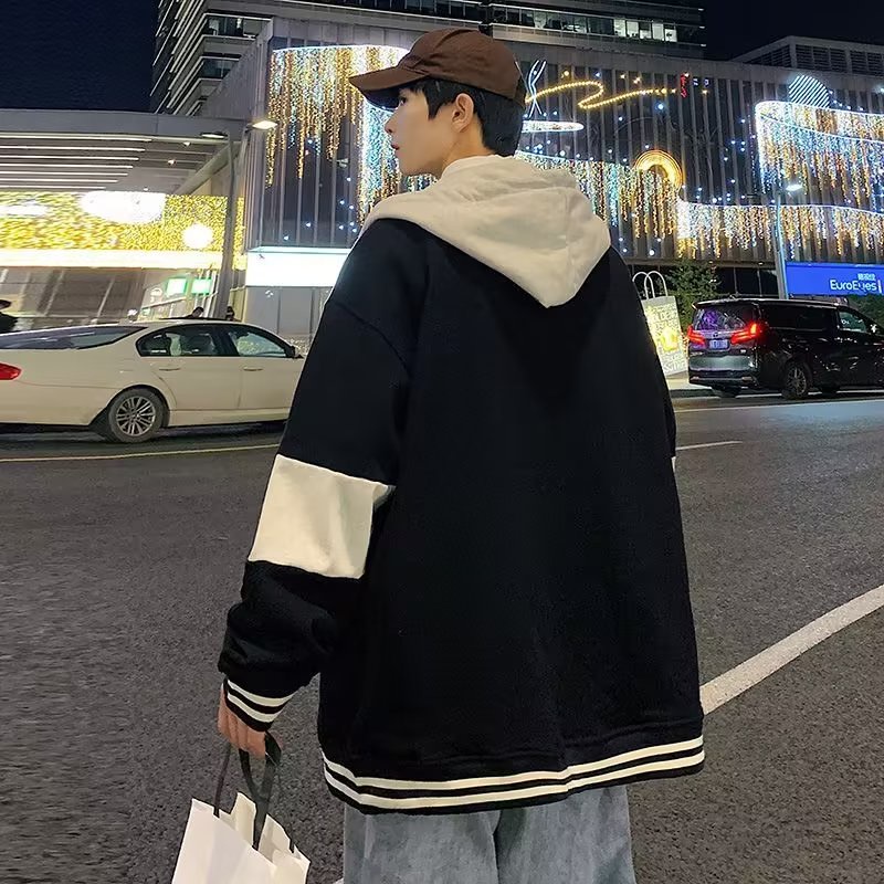 Áo Khoác Nam Dài Tay Có Mũ Vải Nhung Dày Màu Trơn Thời Trang Thu Đông Phong Cách Mới 2022
