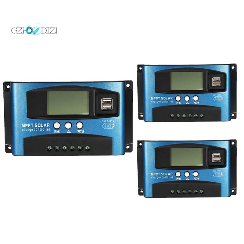 Bộ Điều Khiển Sạc Pin Năng Lượng Mặt Trời MPPT USB Kép Màn Hình LCD 12V 24V