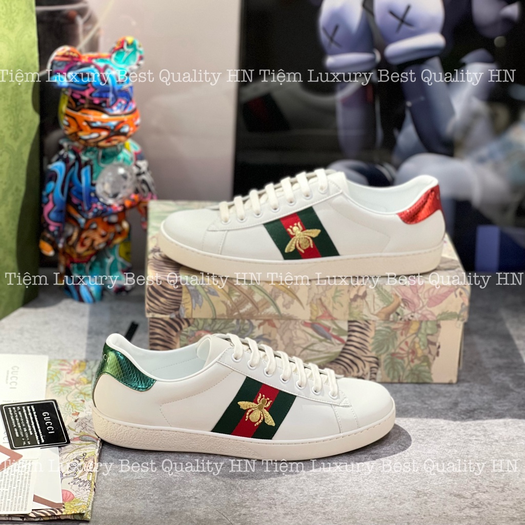 Giày thể thao Gucci Ace Ong Thêu , Sneakers Nam Nữ Gucci Ong Thêu Cách Điệu Bản Trung Full Box