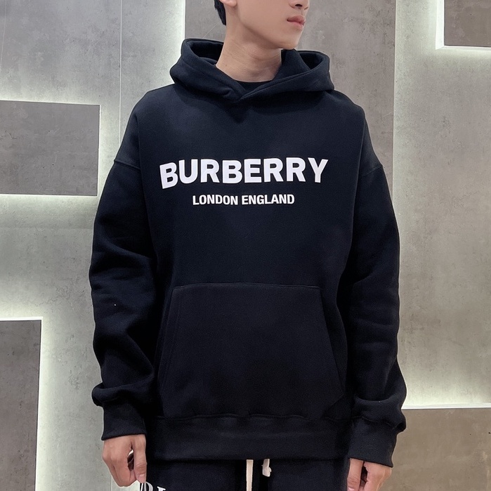 Áo Hoodie Nam In Chữ BUR Màu Đen Chất Liệu Nỉ Bông Dày Dặn Kiểu Dáng Rộng
