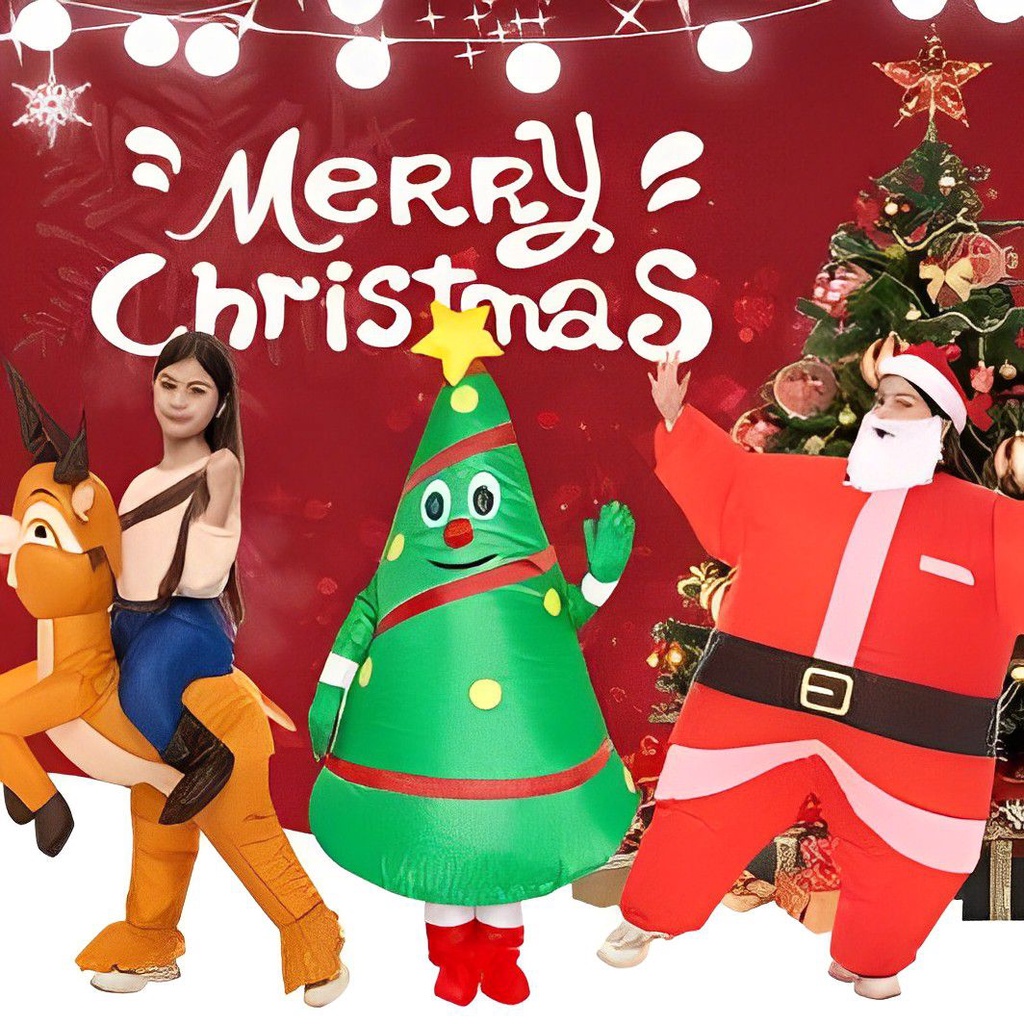 Bộ Đồ Bơm Hơi Hóa Trang Ông Già Noel / Tuần Lộc / Chim Cánh Cụt / Cây Thông Giáng Sinh Vui Nhộn Cho Người Lớn Và