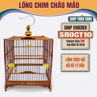 Lồng chim chào mào tre, khung lồng chim tự táp kiểu dáng thái, vuông