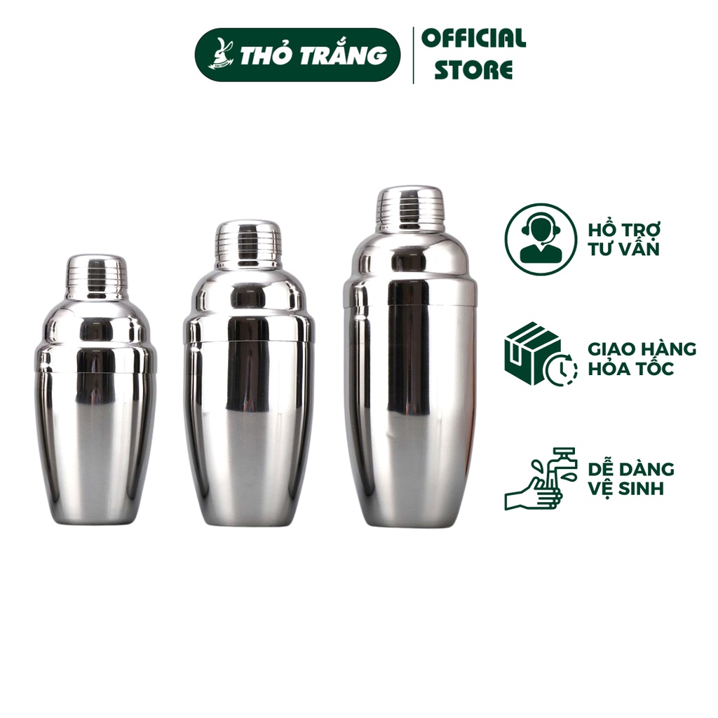 Bình lắc pha chế inox Thỏ Trắng dung tích 350 550 750ml