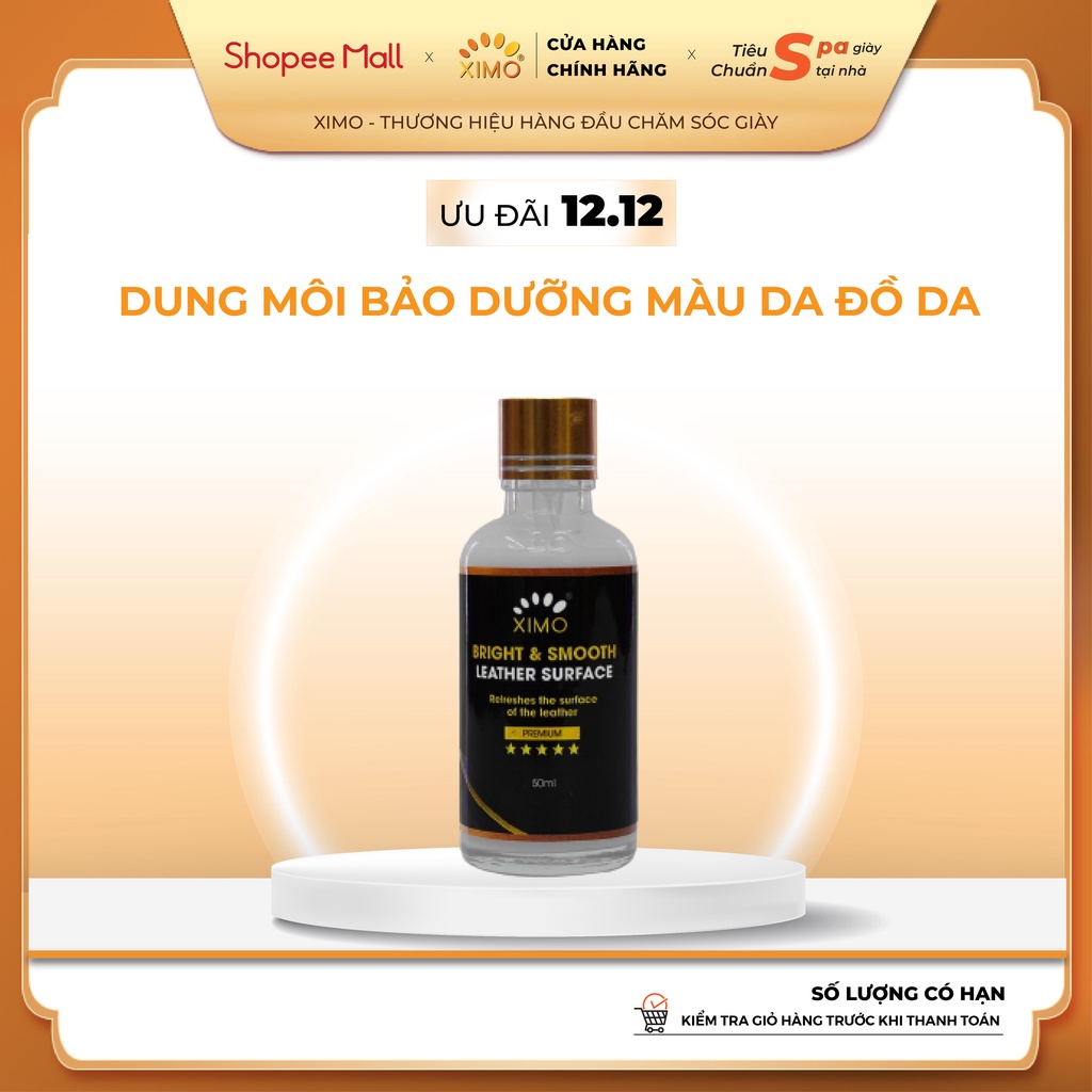 Dung môi làm tươi sáng, cung cấp độ ẩm cho đồ da Ximo Bright Smooth Leather Surface Premium 50ml XI20