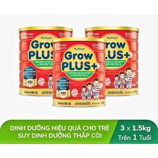 COMBO 3 Lon Sữa Bột Nutifood Grow Plus+ Đỏ - Hộp 1,5kg.