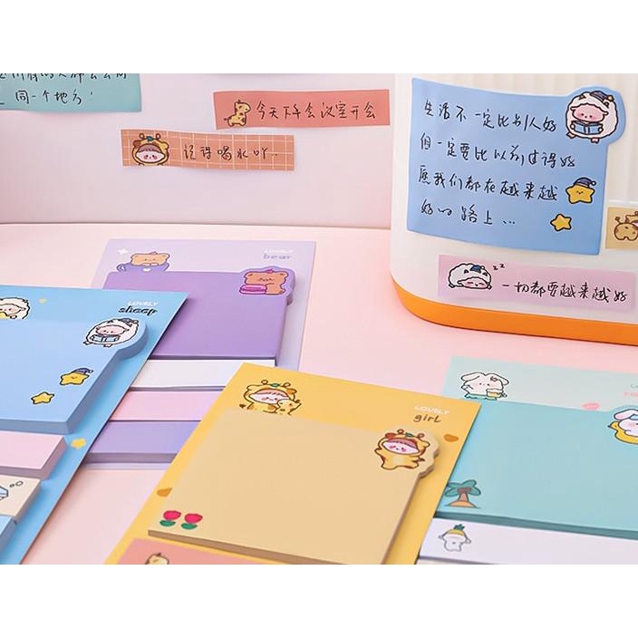 Set Giấy note - Giấy nhớ - ghi chú hoạt hình kute - 20x4 tờ