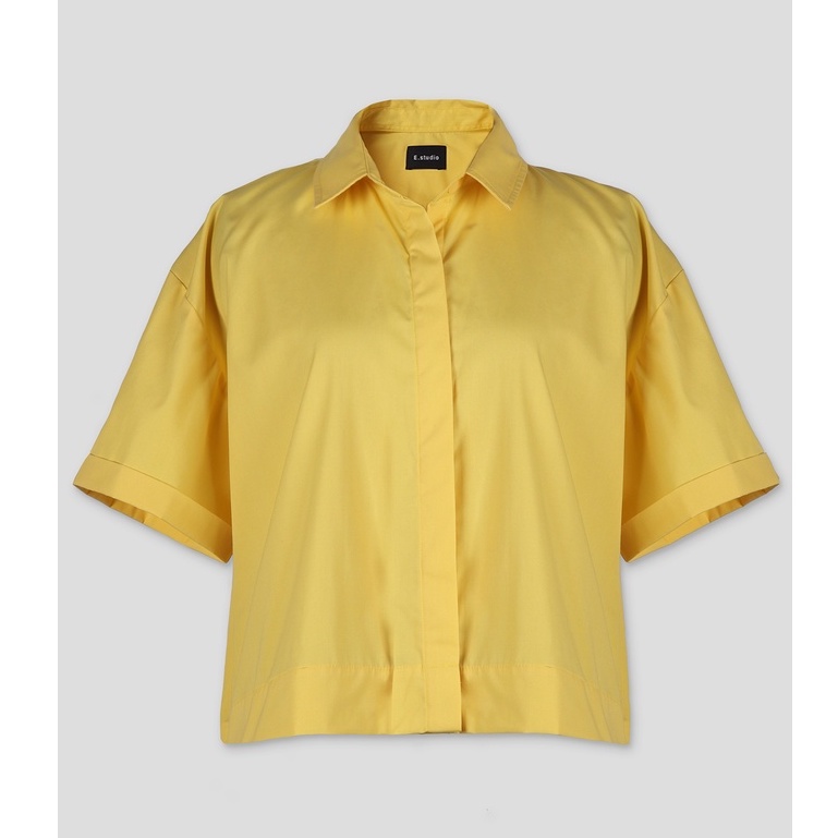 Áo Sơ Mi Dáng Crop Oversize E.studio Màu Vàng