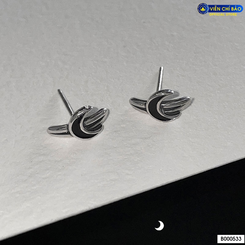 Bông tai bạc nữ dạng vòng, mặt trăng cá tính(Chiếc) chất liệu bạc 925 thời trang phụ kiện trang sức Viễn Chí Bảo B000533