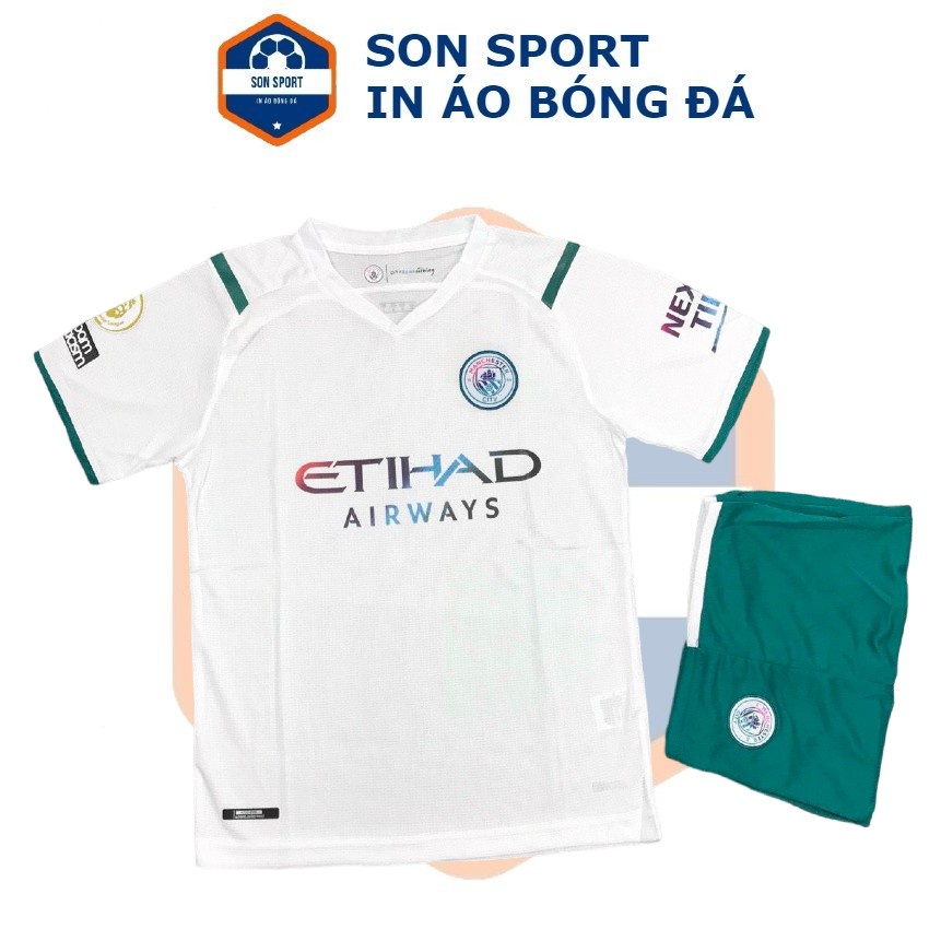 Bộ Quần Áo Bóng Đá Fex Thái CLB Manchester City Trắng