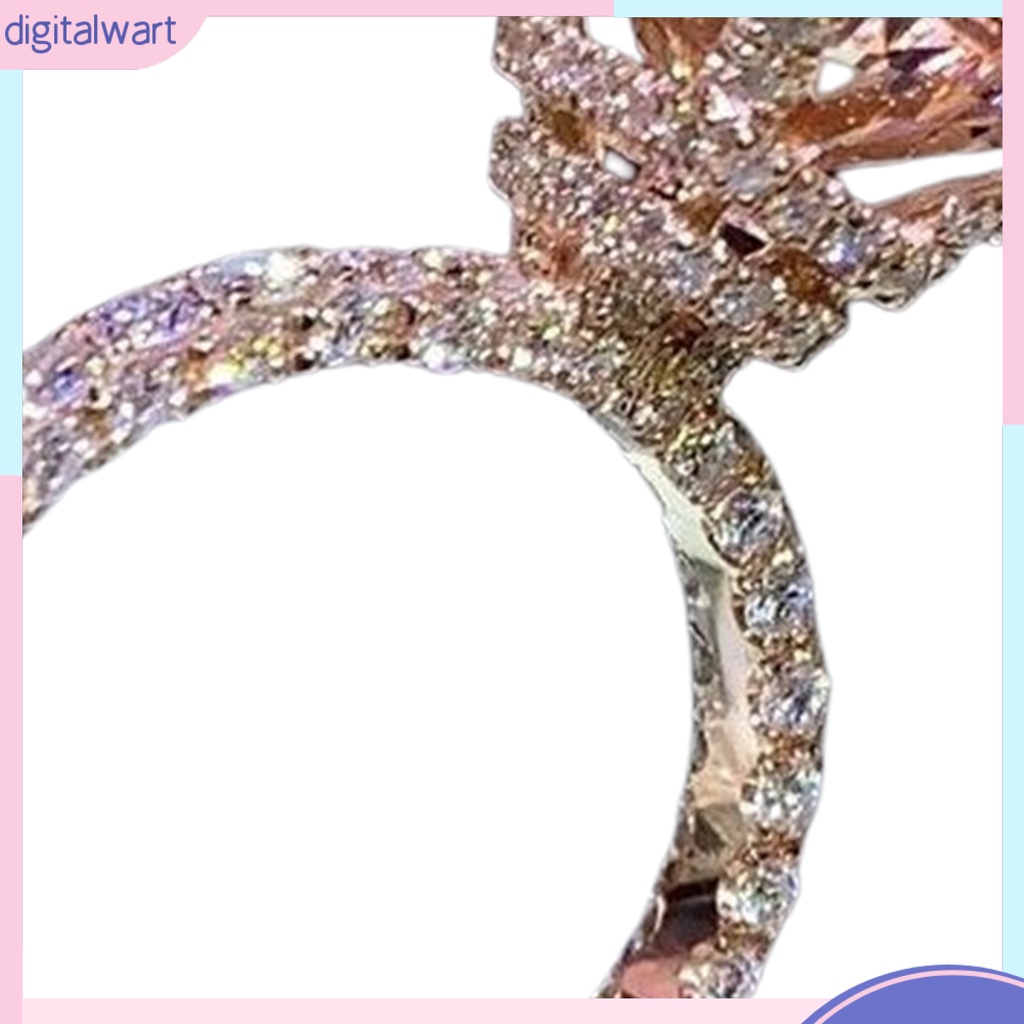 |Đào| Nhẫn Đính Đá Zircon Hình Vuông Lớn Thời Trang Cho Nữ