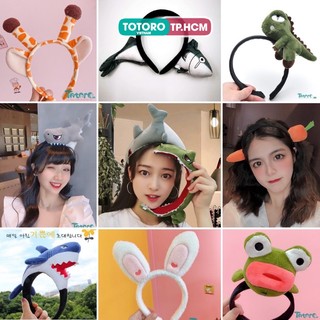 Băng đô cài tóc ngộ nghĩnh Cà Rốt Cá Hồi xuyên táo - Cá Mập Khủng Long ngoạm đầu - Ếch môi trề - Hươu cao cổ - Tai Thỏ