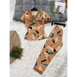 Bộ lụa mango hoa văn mặc nhà cao cấp 50kg_68kg
