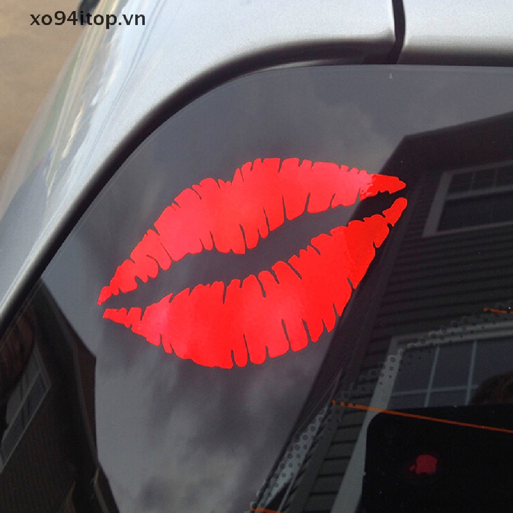 Xoitop 1 X Đề Can Dán Trang Trí Cửa Sổ Xe Hơi Bằng PVC Màu Đỏ Hình Đôi Môi Gợi Cảm