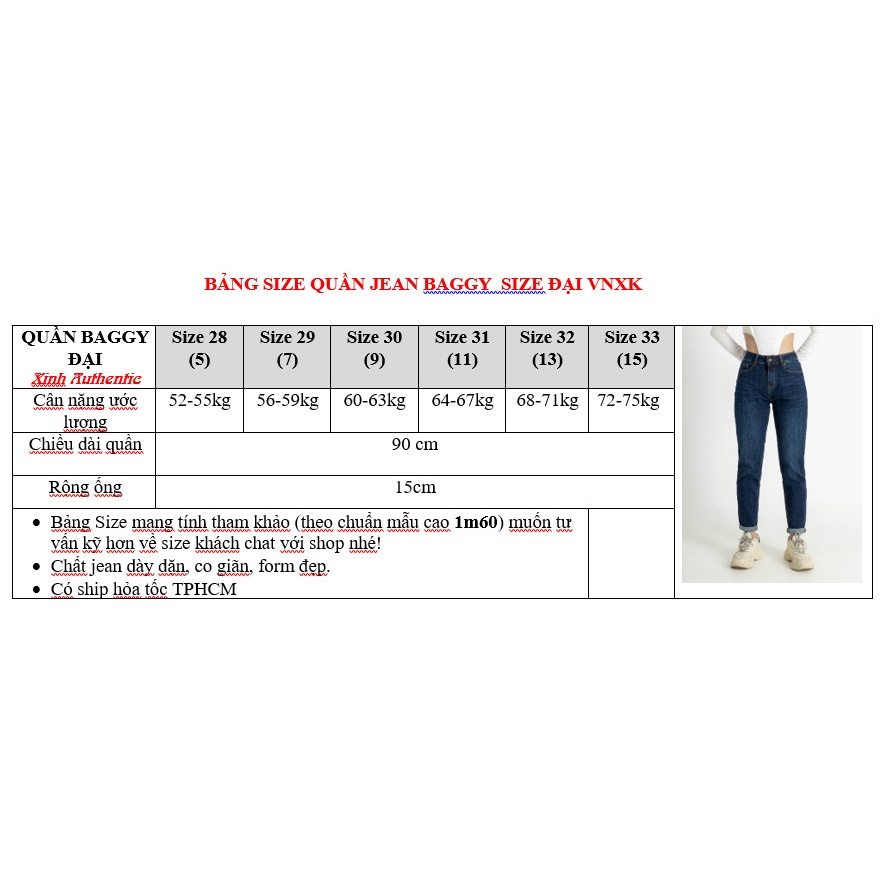 QUẦN JEAN BAGGY NỮ LƯNG CAO SIZE THƯỜNG - SIZE ĐẠI-QUẦN JEAN BIG SIZE