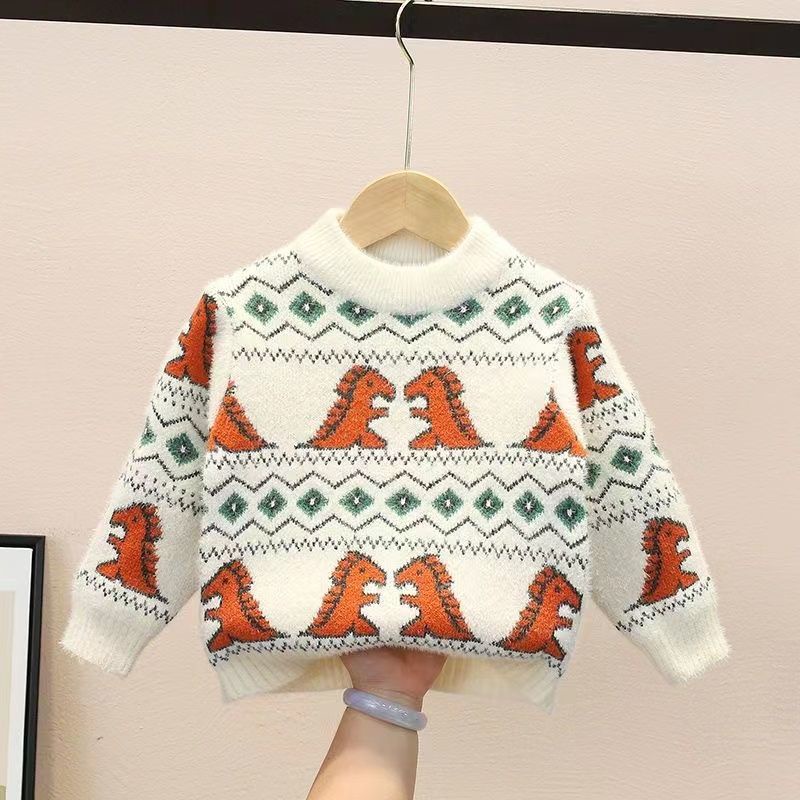 Áo Sweater Lông Cừu Dày Chui Đầu Cổ Tròn Thời Trang Thu Đông 2022 Mới Cho Bé Trai