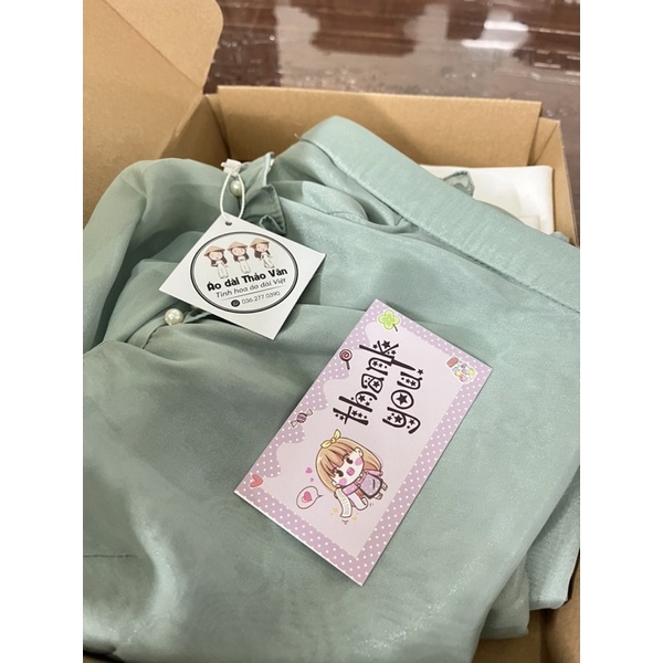 Áo dài voan tơ thiết kế tay bồng đính ngọc 3 màu tay lỡ, 4 tà -AV002